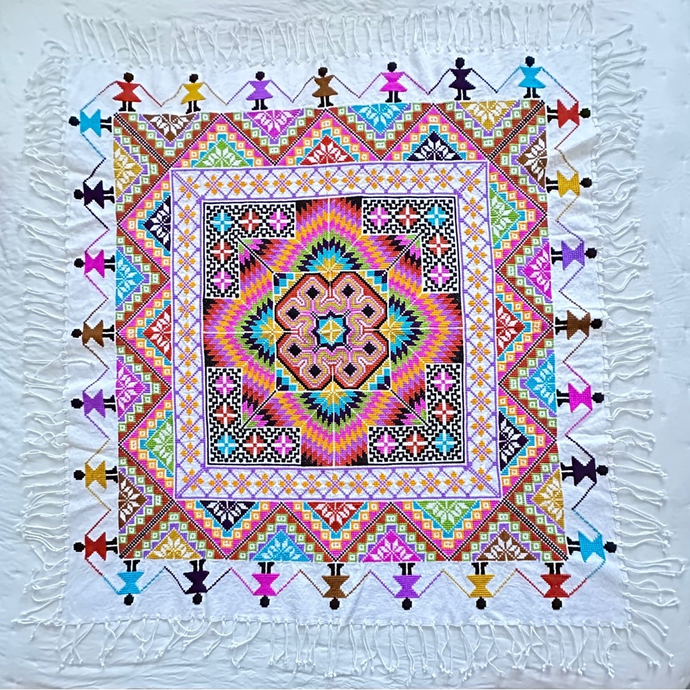 Multicolor Hand made Throw Geometric Design